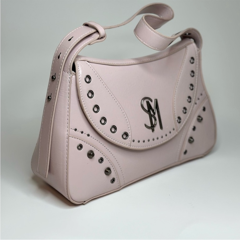 STEVE MADDEN Shoulder Bag Y2K Light Pink Studded Top Handle Handbag Purse